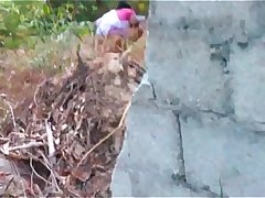 Indian maid aunty peeing outdoor-3