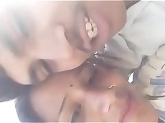 Village lovers kissing in jungle