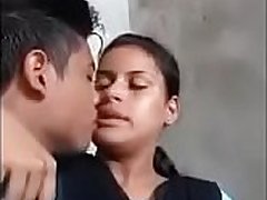 Indian school girl outdoor kissing