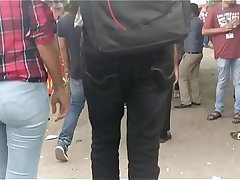 Sexy Indian round ass girl walking in public