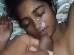 Desi teen sis cumshot on face by brother