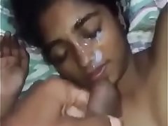 Desi teen sis cumshot on face by brother